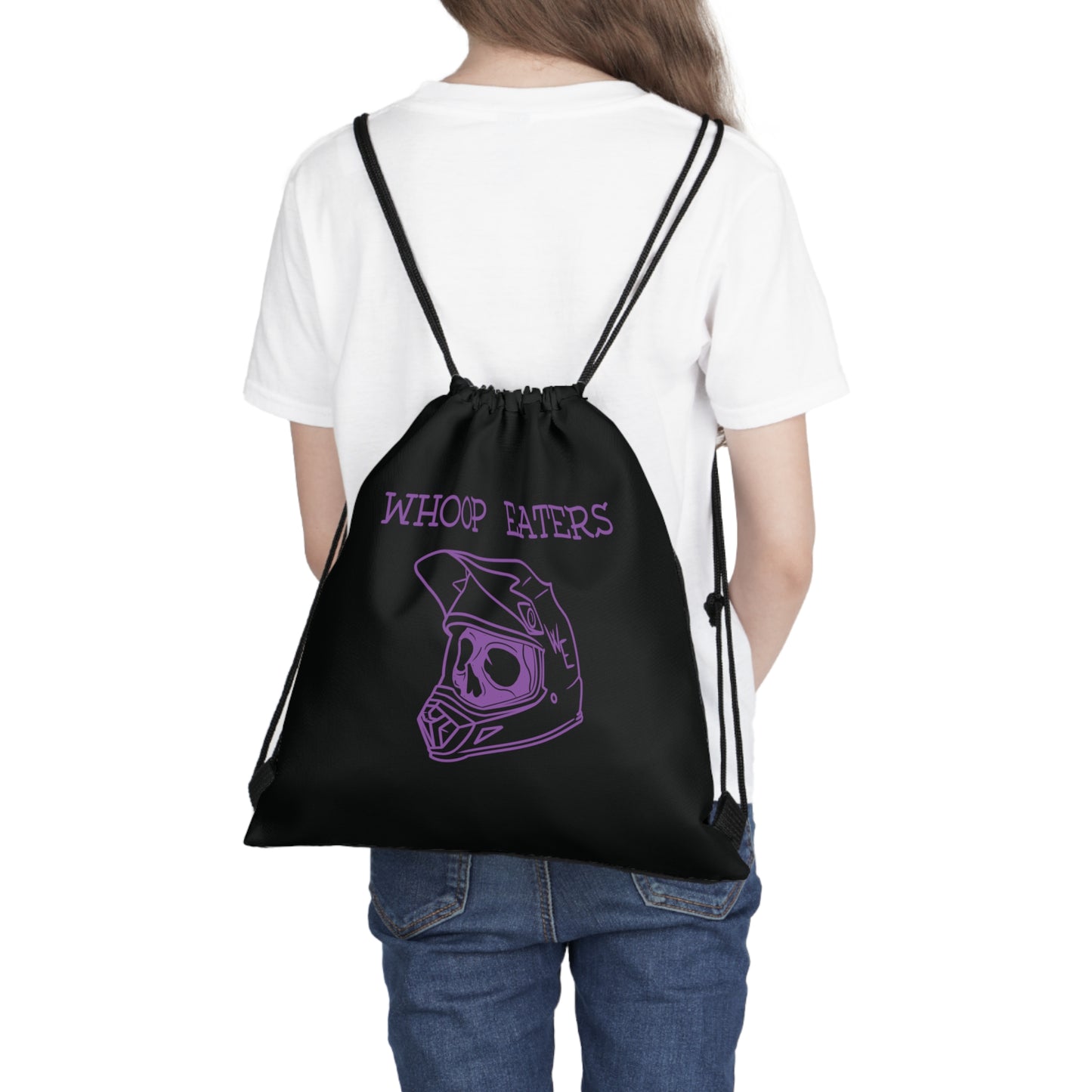 Purple Moto Helmet Drawstring Backpack
