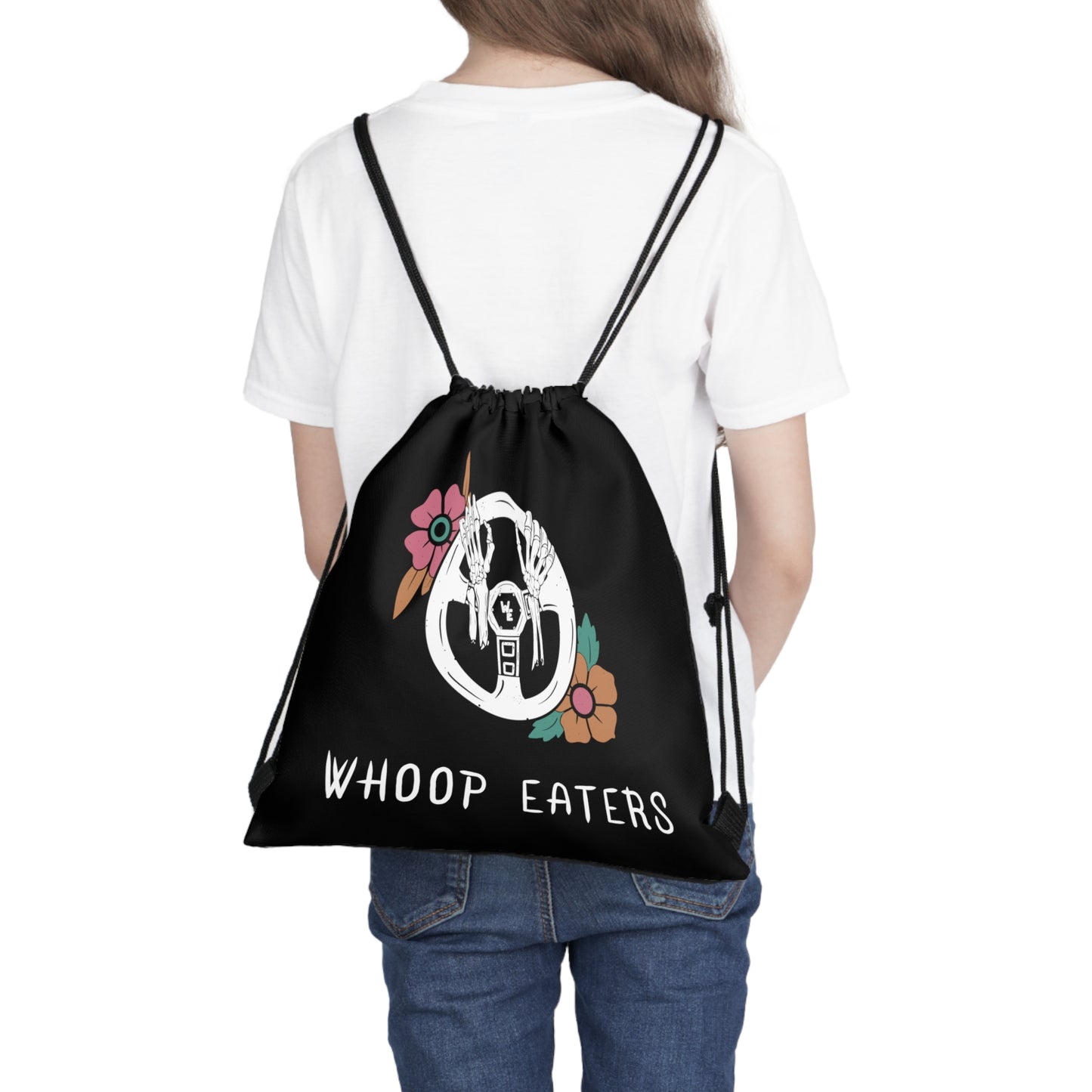 Floral Logo Drawstring Backpack